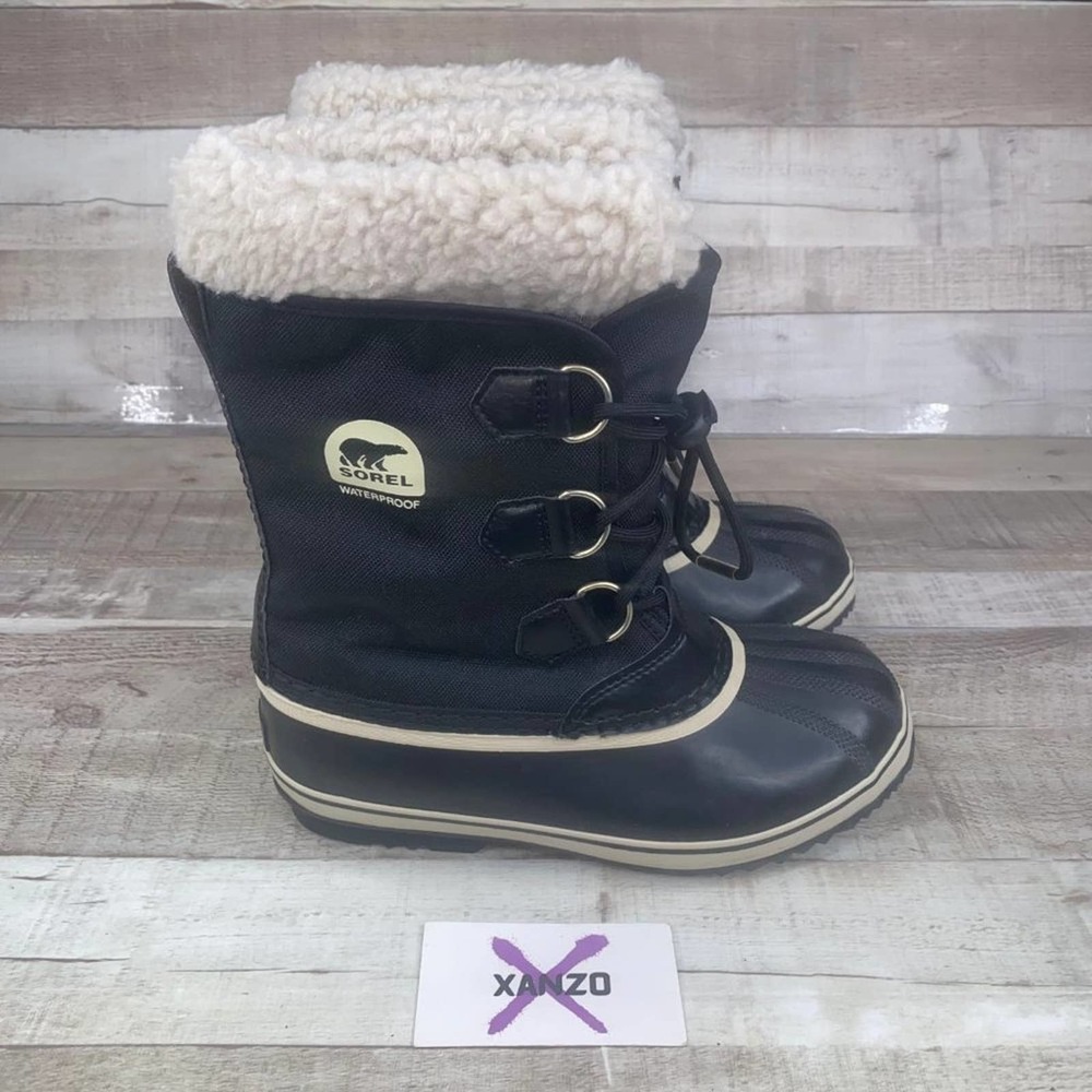 Sorel Unisex Kids Black Yoot Pac Grade School NY1879-010 Fur Trim Snow Boots 5